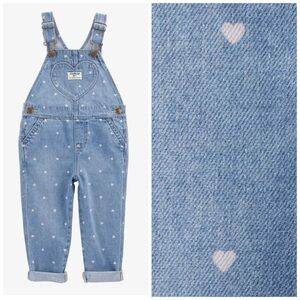 OshKosh B'gosh Light Blue Heart Pattern Overalls | 4T